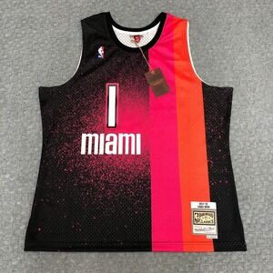 Miami Heat Basketball Jersey Mens XL Black Pink NBA Chris Bosh Mitchell & Ness